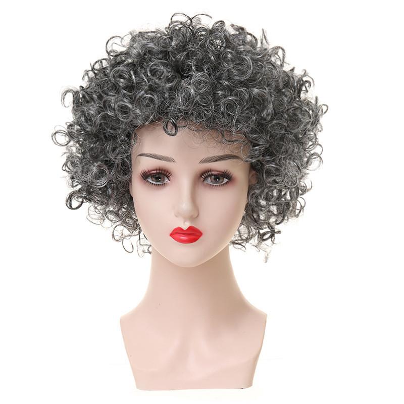 Elegant Short Gray Curly Grandma Wig For Performances And Special Occasions