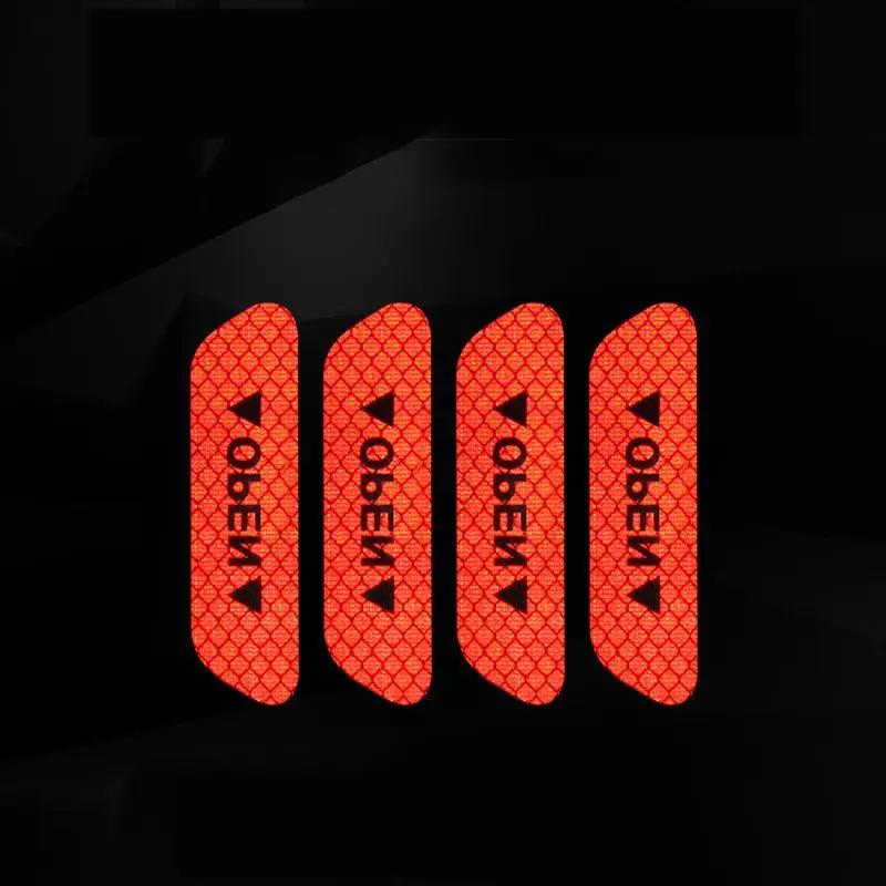 4Pcs/Set Car Door Open Stickers Reflective Tape Safety Warning Decal Supplies Car Accessories Decor