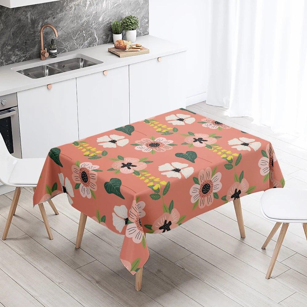 Plant Floral Rectangular Tablecloth Waterproof and Oil Resistant Wedding Party Decoration Restaurant Table Kitchen