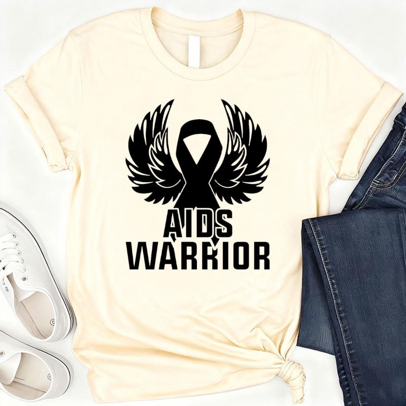 Aids Virus Warrior Shirt World Aids Day Fight Hiv Walk Shirts Fight Against Casual  Outdoors High Quality Cotton Shortsleev
