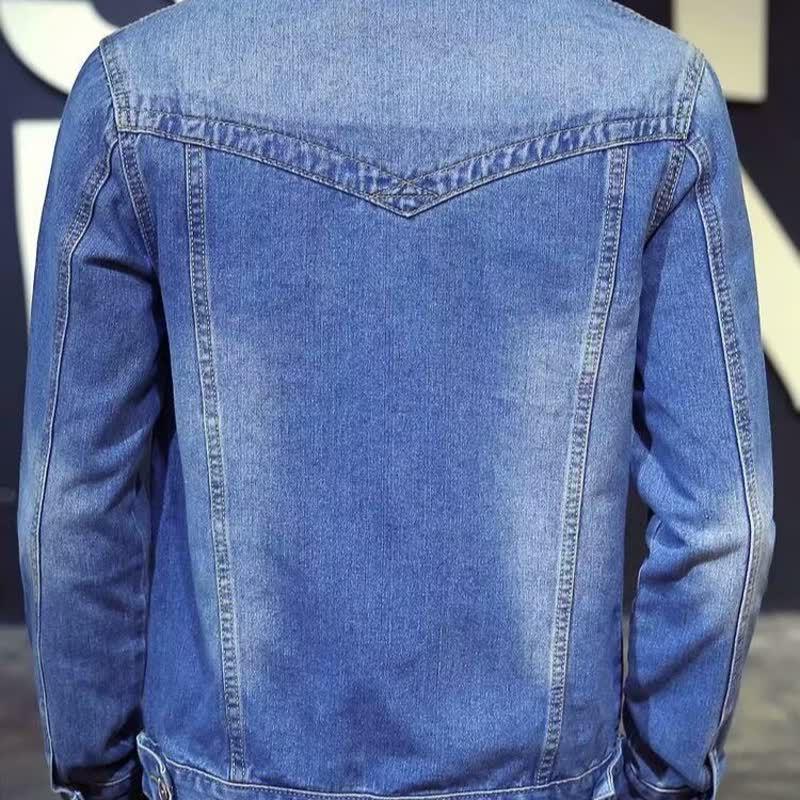 Men's Loose Fit Spring/Fall Denim Jacket - Plus Size Trendy Workwear