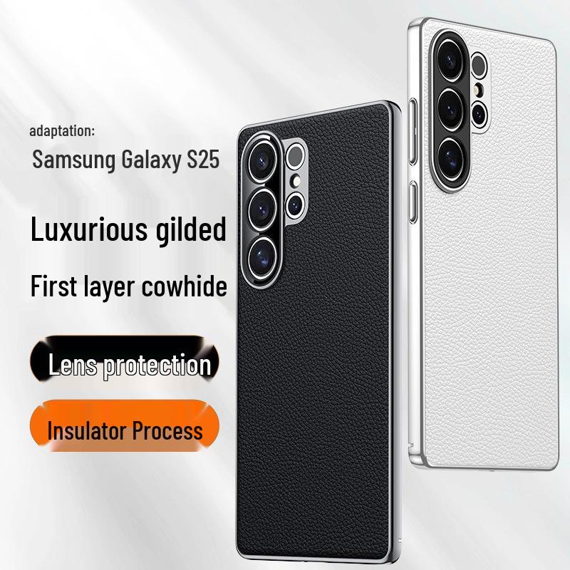Samsung Galaxy S25/S24 Ultra Genuine Leather Protective Case - Full Coverage, Anti-Drop Business Cover.