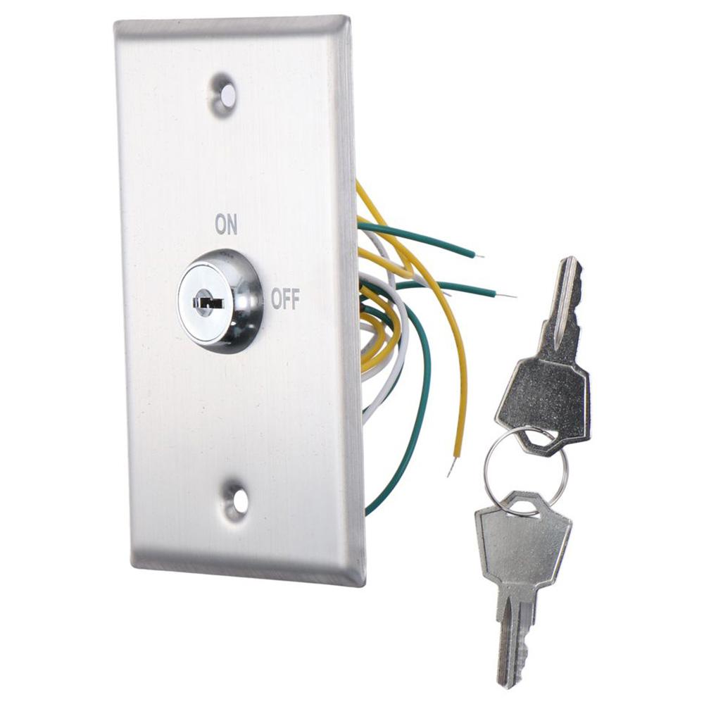 304 Rostfritt Stål Dörr Utgångsbrytare S70KD 2 Nycklar Åtkomstkontrollbrytare DPST Nyckelbrytare Lås På/Av Utgångsbrytare