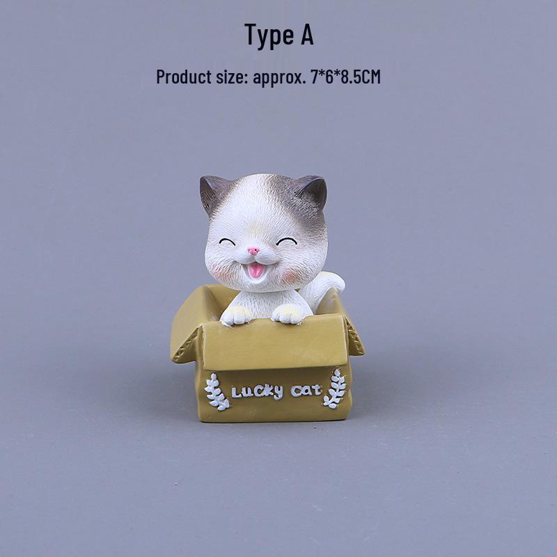 Meow Xiaole Cute Cat Wobbly Ornament for Car Interior Console Decoration As shown