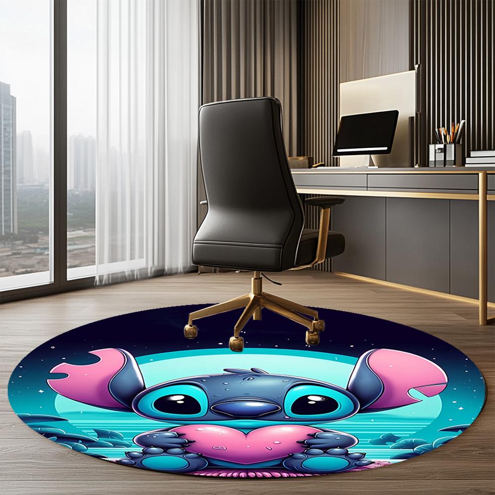 Stitch Printed Round Rug Carpet Chair Rug Area Rug Entryway Doormats,for Office Chair Living Room Bedroom Kitchen Room.