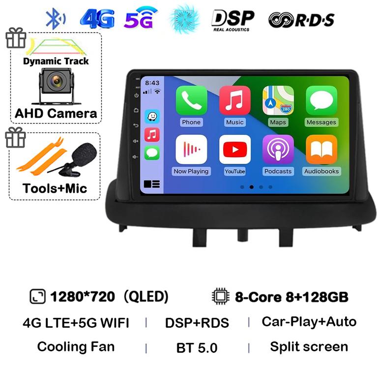 Android 14 Carplay Auto For Renault Megane 3 Fluence Samsung SM3 2008 2009 2010 2011-2014 Car Radio GPS Multimedia Player Stereo