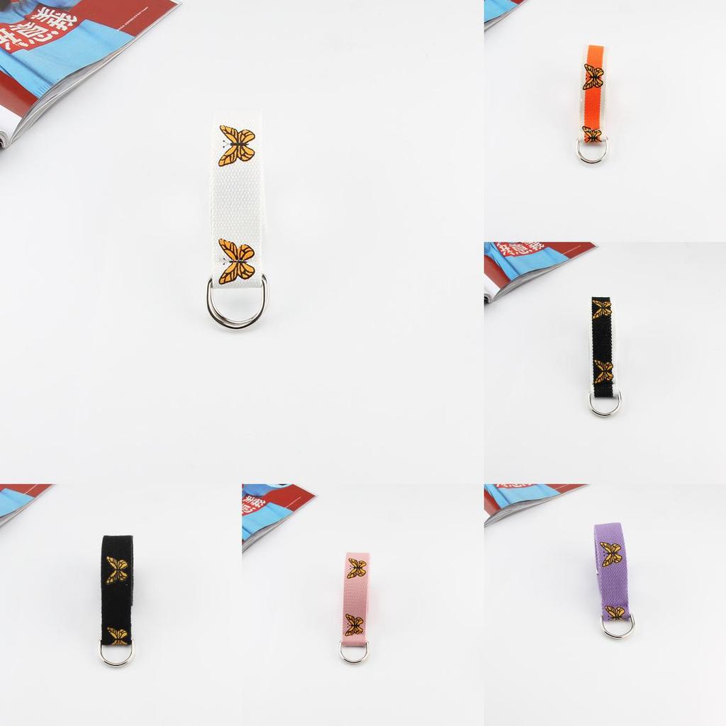 Unisex Stoff-Taillengürtel mit Schmetterlingsmuster, Doppelschlaufenschnalle für den täglichen Gebrauch