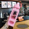 Quadratische Strohhalm-Plastik-Sportflasche - Doppelschichtig mit Griff