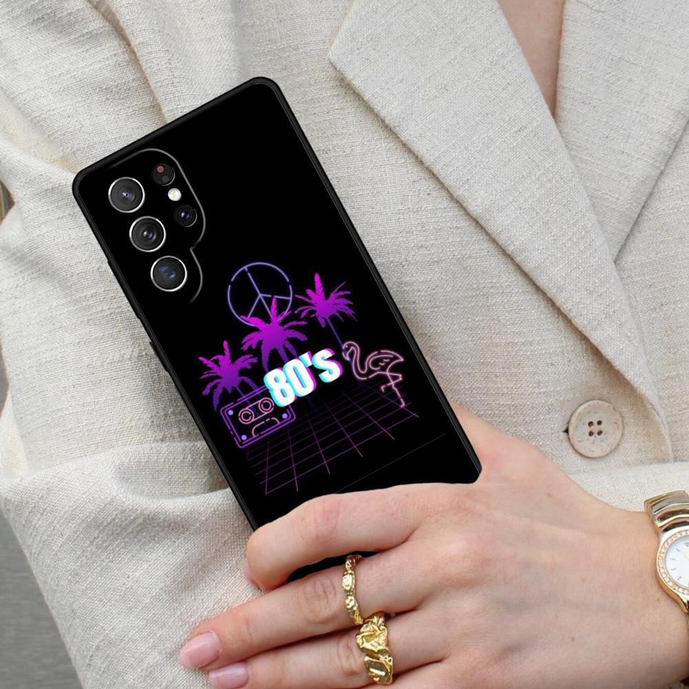 Synthwave 80's Retro Neon Cell Phone Case for Samsung Galaxy S26 Ultra S25 S24 S23 S22 S21 S20 Note10 Cover