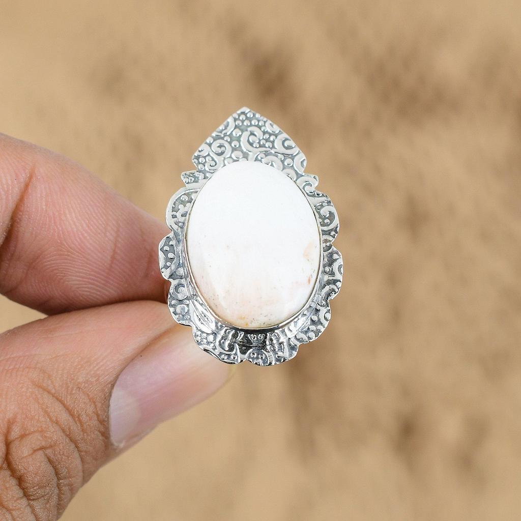 Mothers day Deal Scolecite Stone Handmade Wife Ring Jewelry 925 Sterling Silver