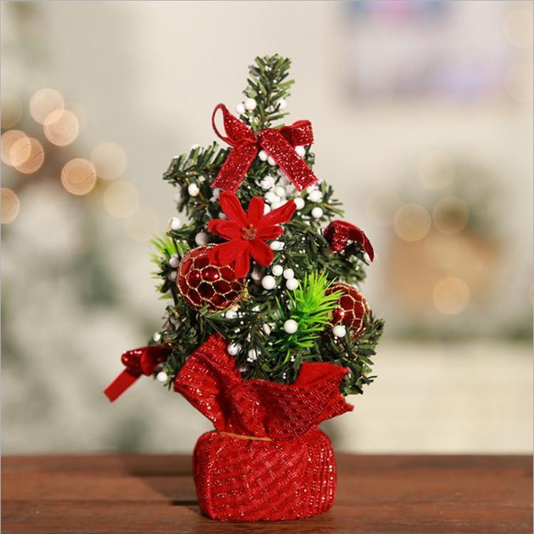 

Mini Christmas Tree with Ornaments and Display Stand - Exquisite Holiday Decoration