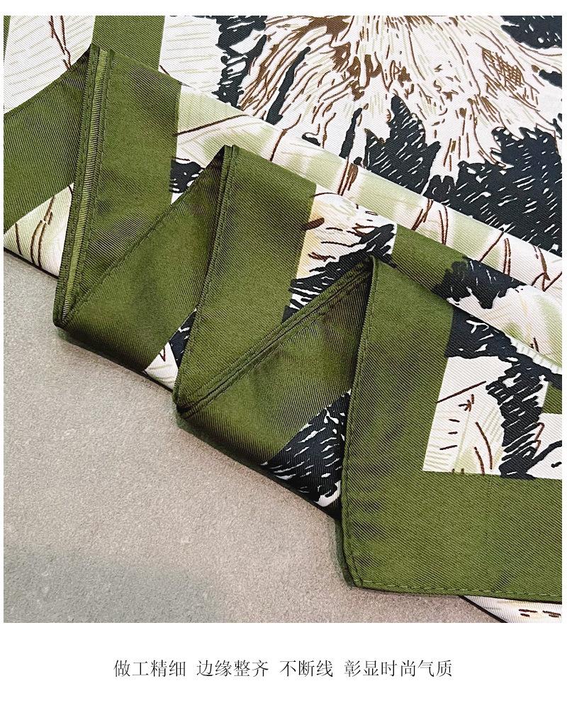 French Style Printed 90cm Square Scarf For Office Commute Neck Wear