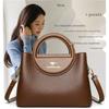 Women Textured Faux Leather Handbag with Detachable Crossbody Strap for Daily Commute