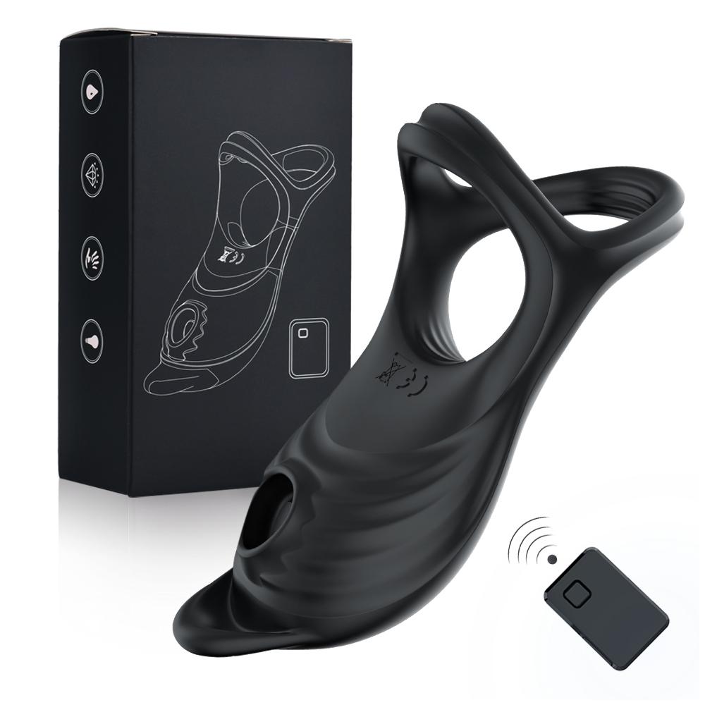 Double Cock Ring Vibrator G-spot Clitoris Stimulation Delayed Ejaculation Sucking Vibrating Penis Ring For Couple Adult Sex Toys
