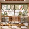 New Chinese Door Curtain Hanging Flag Teahouse Living Room Decoration Shade Curtain Partition Kitchen Door Short Half Curtain