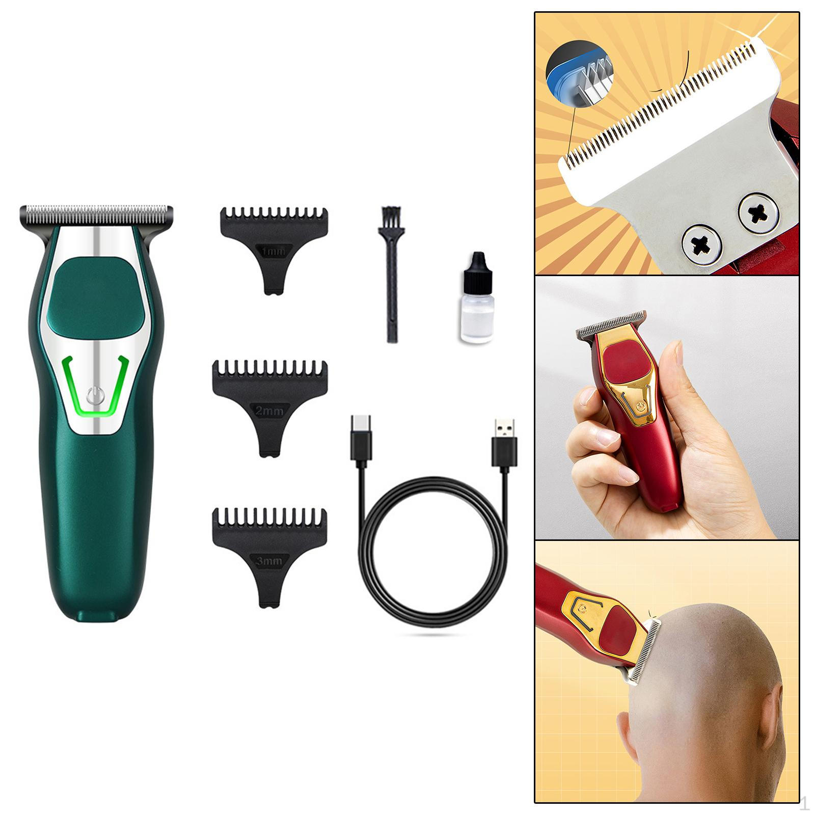 

0 мм Мужская борода для волос Перезаряжаемый / Шнур зелёный