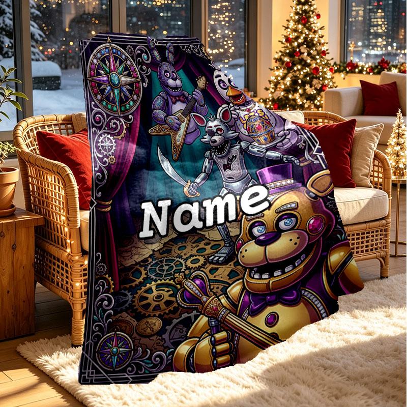 Custom Name Personalized Five Nights at Freddy's Print Blanket, Home Decor, Bedroom, Sofa, Camping, Couch, Gifts for Birthday Christmas