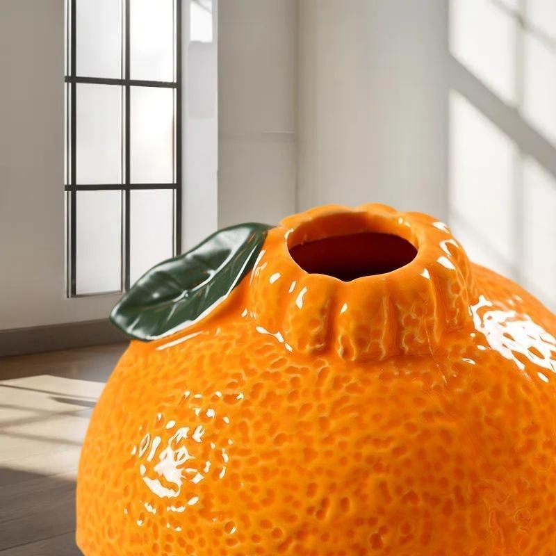 Creative Tabletop Decoration With Orange Fruit Shaped Vase