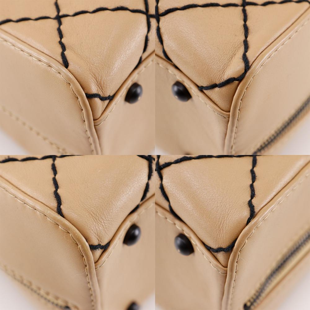 Chanel Wild Stitch Tote Bag A14693 Beige Calfskin Women Used