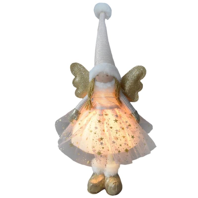 

LED Illuminated Plush Angel Doll Ornament Festival Tabletop Decoration For Christmas Wedding Holiday Party Centerpieces 1