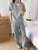 Korean Style Embroidered T-shirt & Wide-Leg Pants Two-Piece Set - Women's Summer Fashion Sportswear