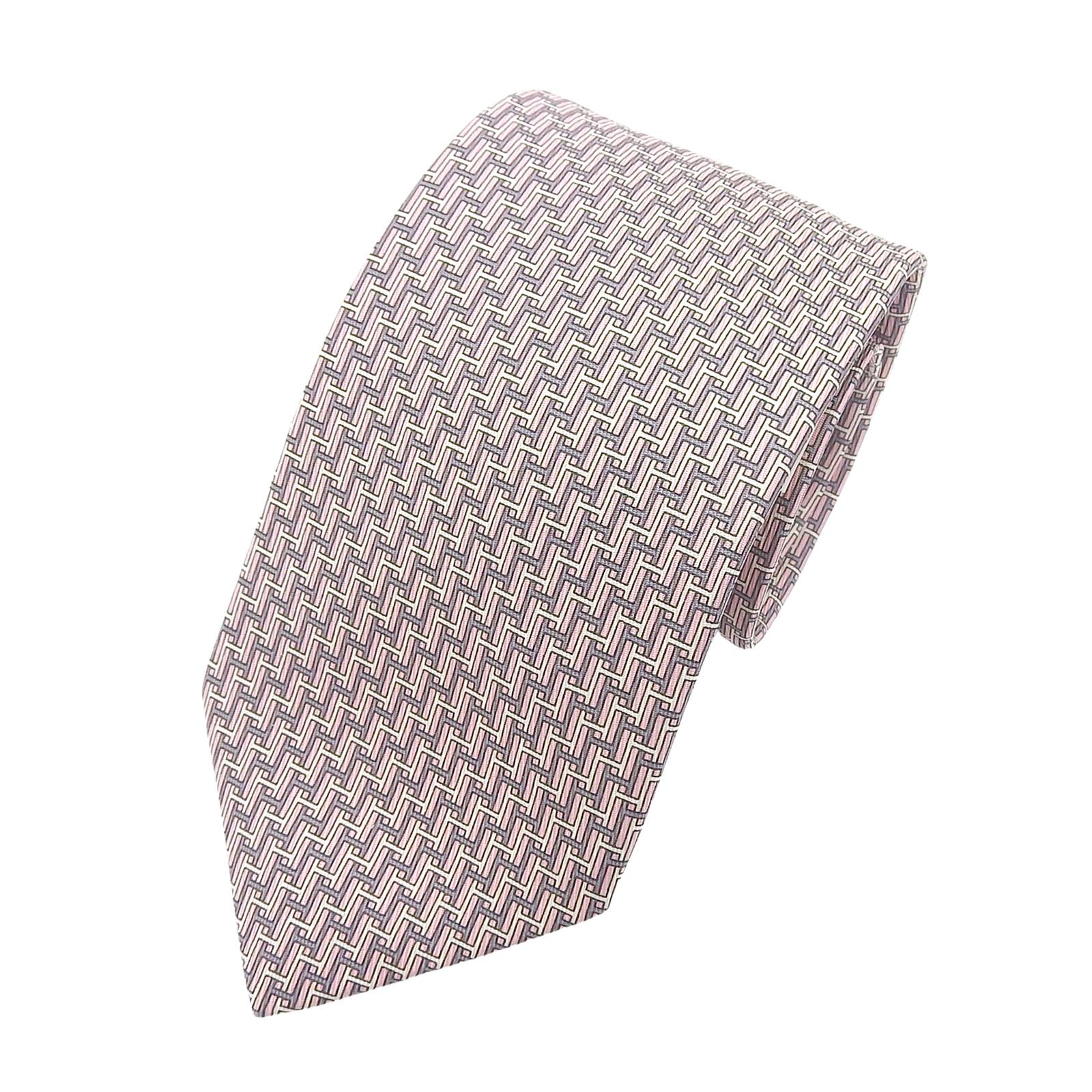 Pristine HERMES tie pink silk mens 605680 Used
