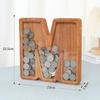 23cm Large Size Twenty-six Letter Piggy Bank Wooden Coin Money Saving Box Jar Coin Storage Box Desktop Ornament Home Decor Craft