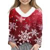 Christmas Day Girls Long Sleeve T Shirts Kids  Girls' V-Neck Tee Christmas Print Long Sleeve Top