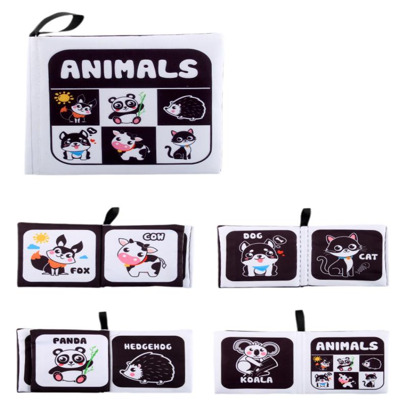 Baby Early Education Black And White Cloth Book Tear-resistant With Sound Paper Palm Cloth Book For Infants And Toddlers