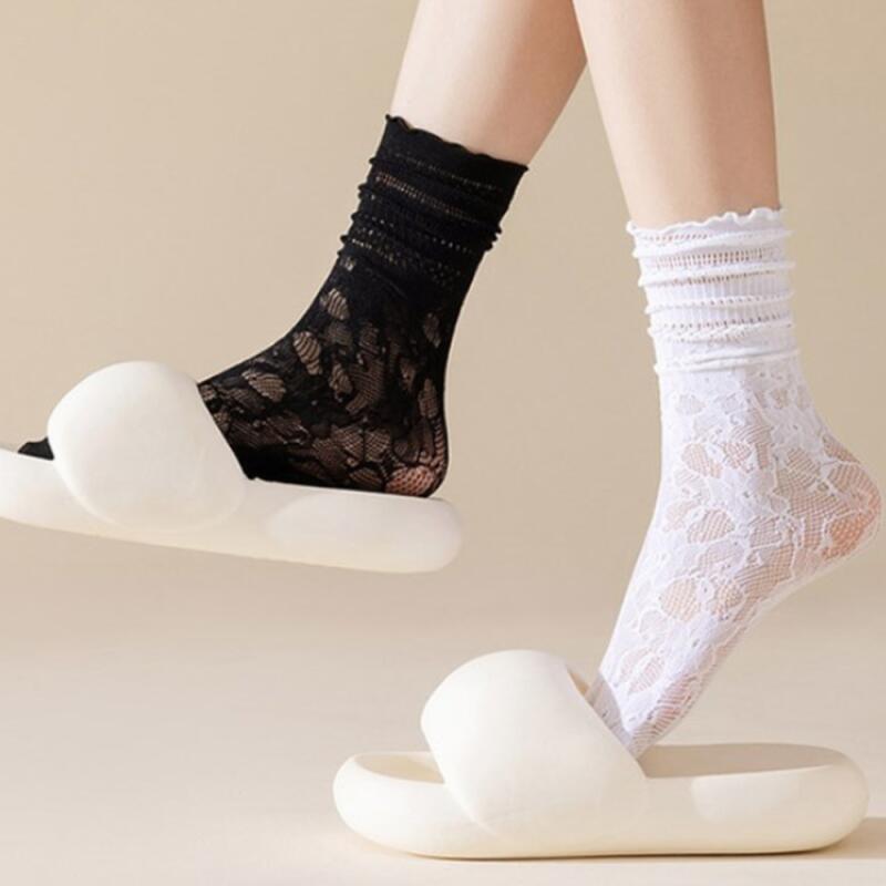 Women's See-Through Pattern Floral Mesh Socks