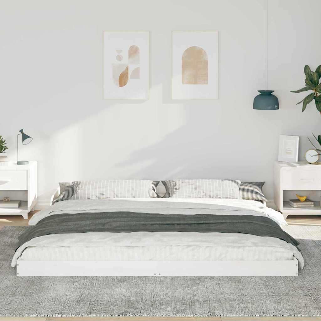 White Bed Frame 180 x 220 cm Solid Pine Wood