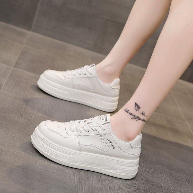 Little White Shoes Women's Spring 2025 New Thick Baseplate Shoes Versatile Small Inner Height Increase Casual Sports Muffin Shoes