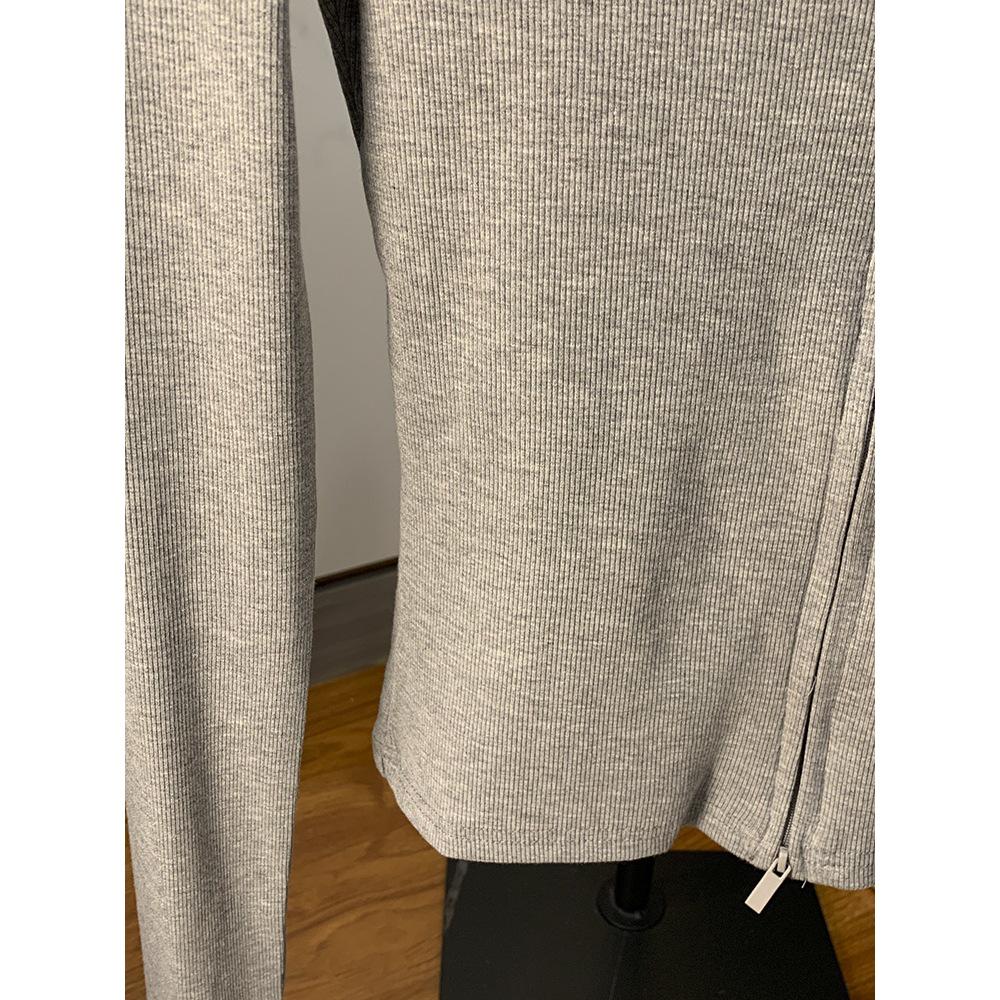 Women's Slim Fit Double Zipper Stand Collar Jacket - Spicy Girl Long Sleeve Sporty Casual Autumn/Winter Top