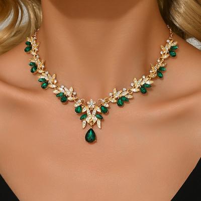1PC Women's Fashion Geometric Water Drop Pendant Necklace Zircon Suitable for Date, Party, Festival Gift-2168