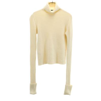 JEAN-PAUL GAULTIER Uld langærmet rullekrave sweater 40 Hvid strik Dame Brugt