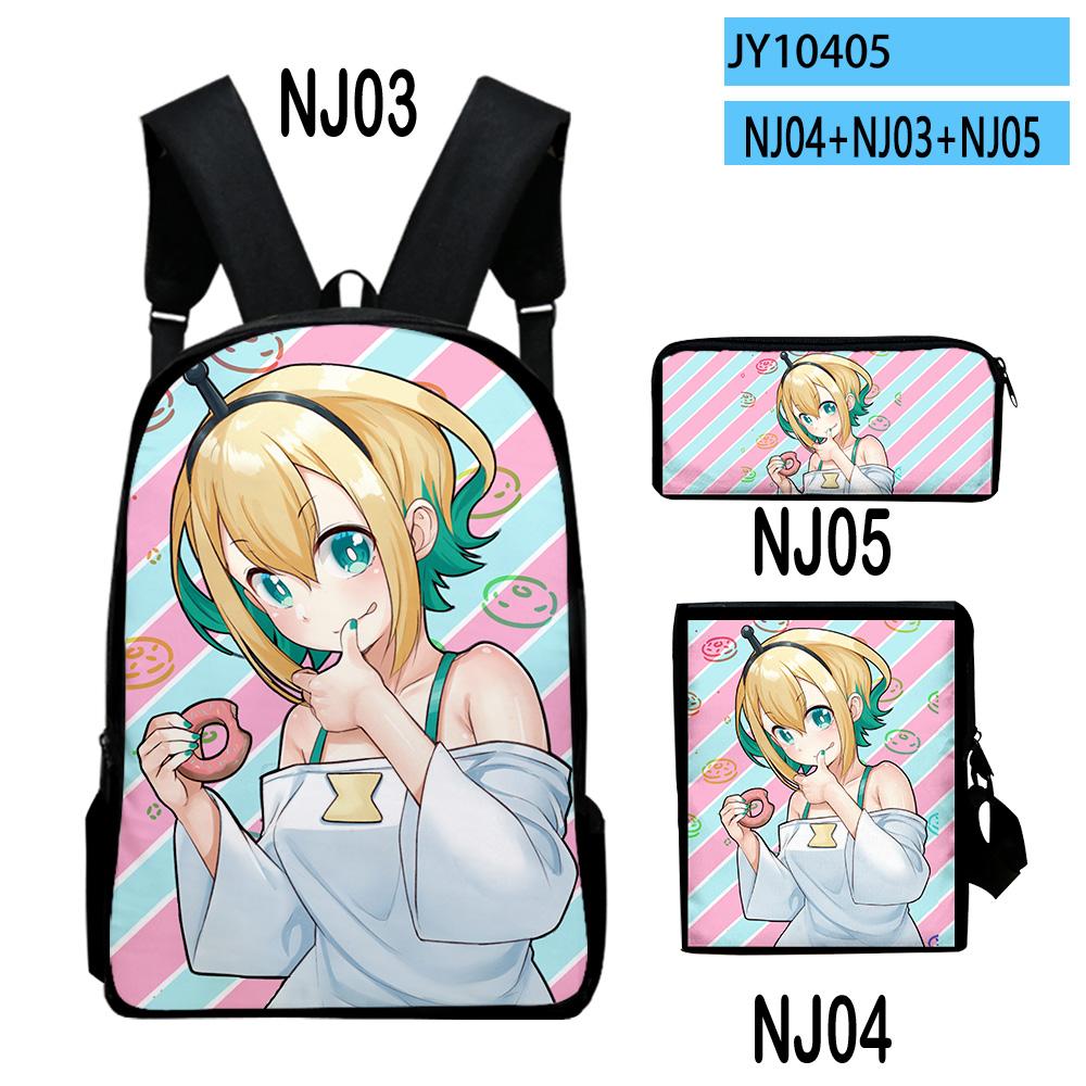 Popular Novelty Pikamee Anime 3D Print 3pcs/Set Pupil School Bags Laptop Daypack Backpack Inclined Shoulder Bag Pencil Case