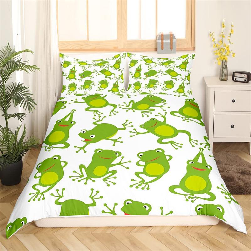 

Пододеяльник с изображением лягушки из мультфильма «Дерево», кавайный комплект постельного белья с изображением диких животных, полный комплект для детей и подростков, чехол для одеяла со спиральными звездами и туманностью EU single(135x200cm)