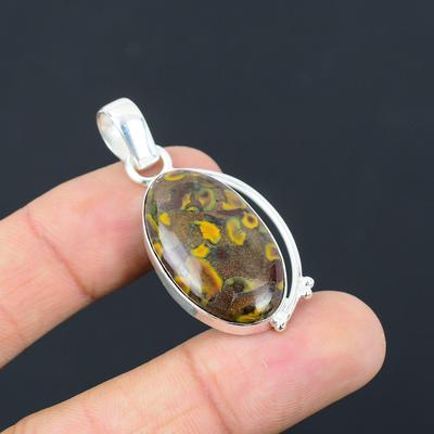 Womens Day Sale Fruit Jasper Gemstone Birthday Wedding Pendant Sterling Silver