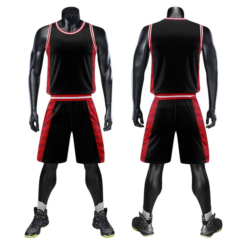 Custom Personalized Digital Print Mens Basketball Shirt Polyester Mesh Summer Breathable Basketball Jersey Set With Name WMS14