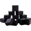 Kraft Paper Cardboard Jewelry Boxes, Ring Box, Square, with Sponge Inside, Black, 5.7x5.7x3.7cm