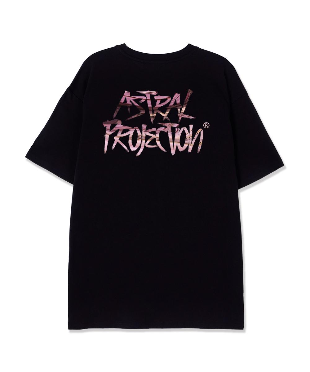 Astral Projection Marvel Graffiti Lettering Supima Cotton Round Neck Short Sleeve T-Shirt_Black L
