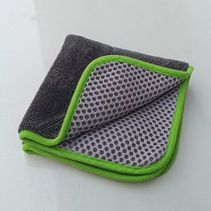 Double Side Car Cleaning Towel With Mesh Design Microfiber Towel Cloth For Scratch Free Drying & Dust Removal