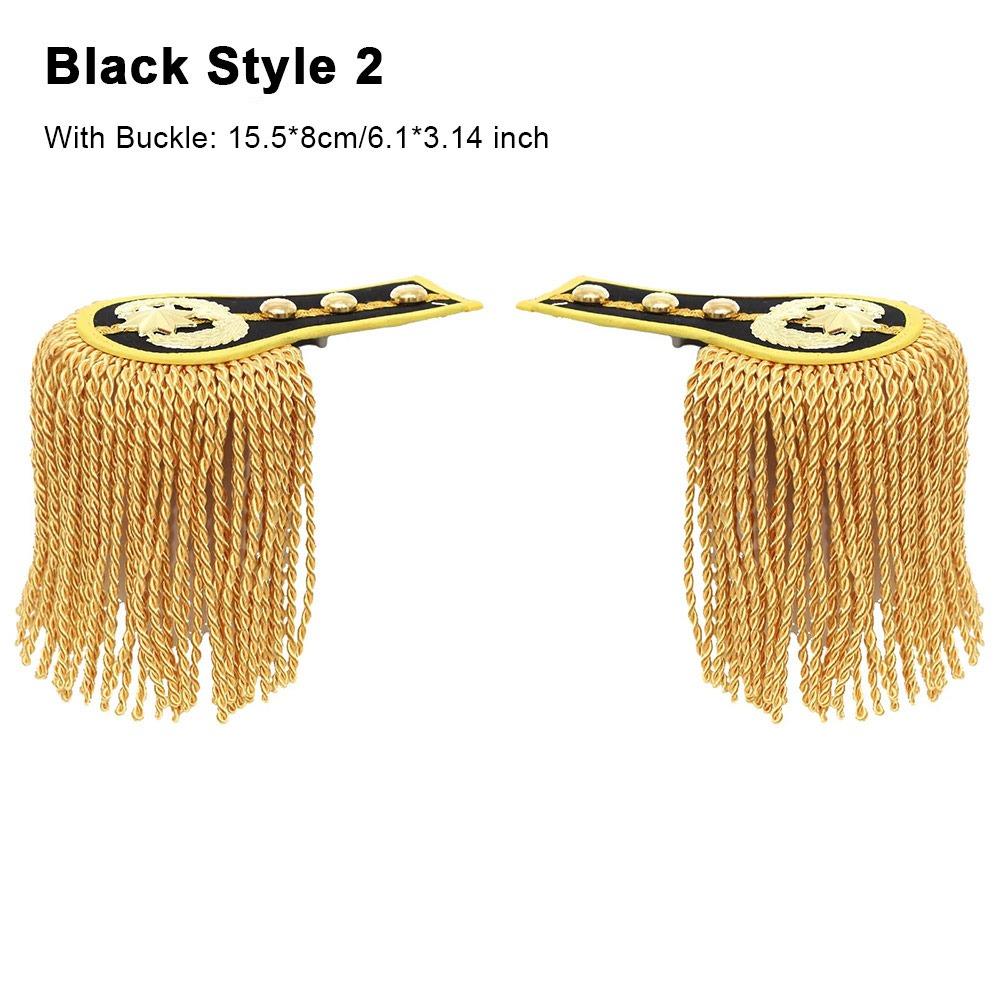 1Pair Multipurpose Shoulder Pad Epaulettes Colorful With Buckle Tassel Fringe Epaulets Brooch Board Jackets Overcoats Epaulett