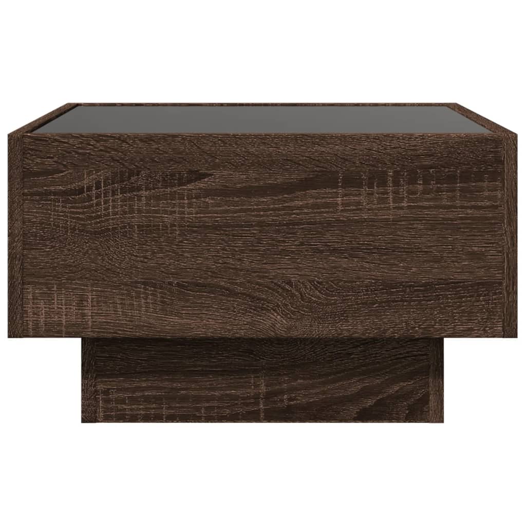 LED Coffee Table Brown Oak Effect 50 x 50 x 30 cm Engineered Wood