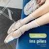 Damen Sommer Leichte Baumwollsocken mit Spitzenrand, offene Strickweise, Tubeless, mit Netzbelüftung, Ballettschnitt, Wadenlänge, ohne Knochen.