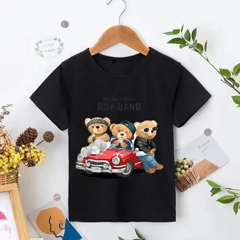 Teddy Bear Taking Your Photo T Shirt Cartoon Graphic Print T Shirt Fashion Casual Crew Neck Plus Size Short Sleeve T-Shirts Women’s