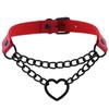 Gothic Harajaku Black Heart Chain Leather Choker Collar Punk Necklaces for Women Girls Buckle Chocker Emo Witch Jewelry