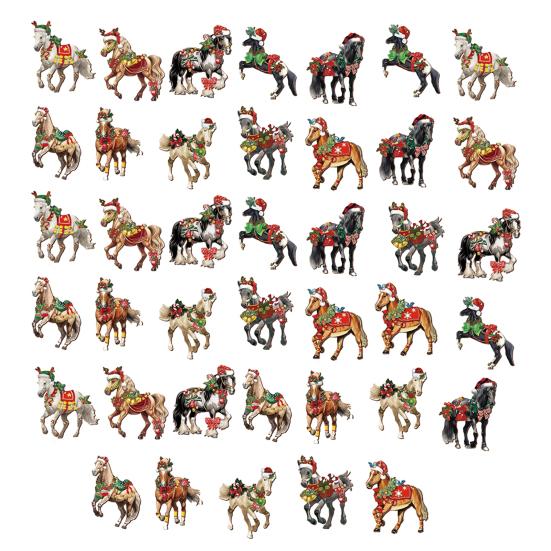 Christmas Horse Ornaments 2D Acrylic Vintage Horse Christmas Tree Hanging Decoration Western Theme Animal Ornaments for Xmas Tree Home Decor