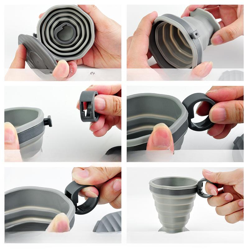 Foldable Silicone Cup Portable Octagonal Folding Soft Telescopic Cup Heat-resistant Durable Space Saving Collapsible Cup