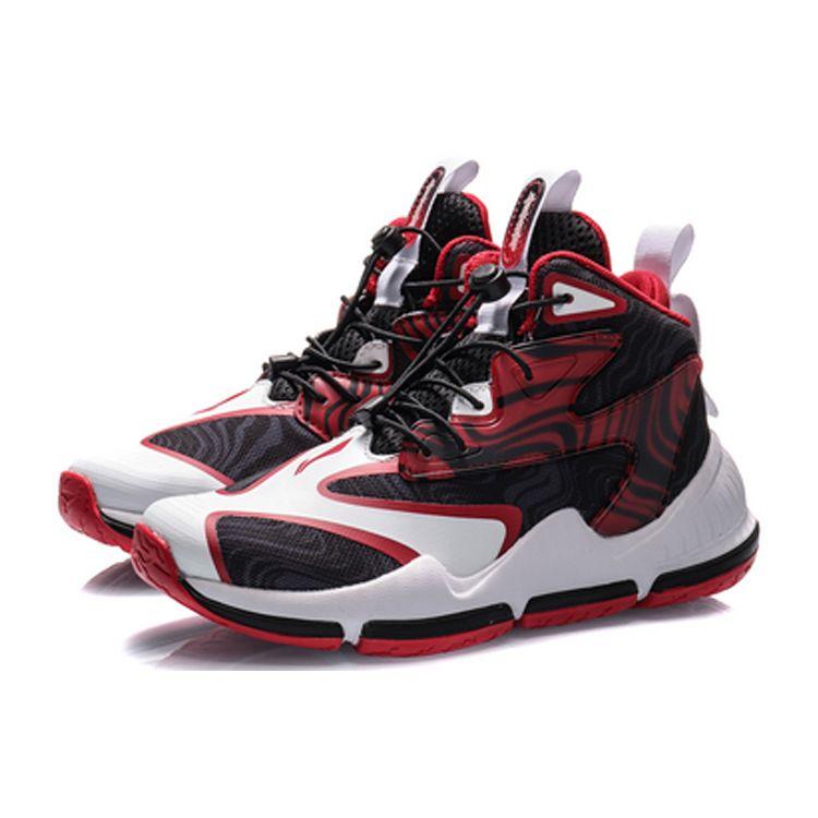 LiNing High-Top Basketball Shoes Kids Sneakers Black Red White YKBQ008-1